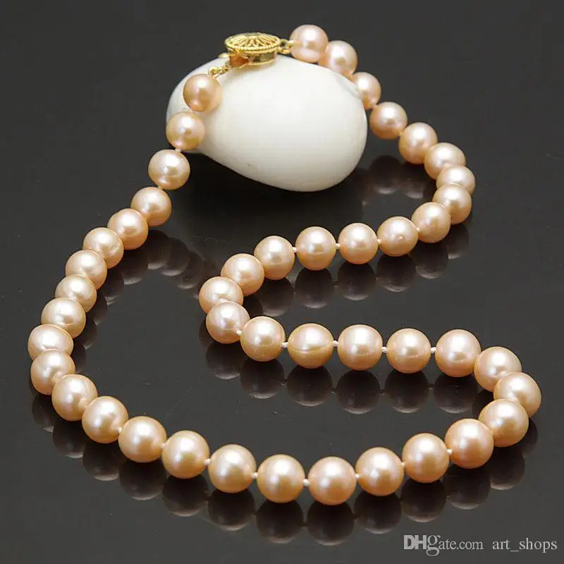 s271母の9-10ミリメートルピンク淡水養殖真珠のネックレス