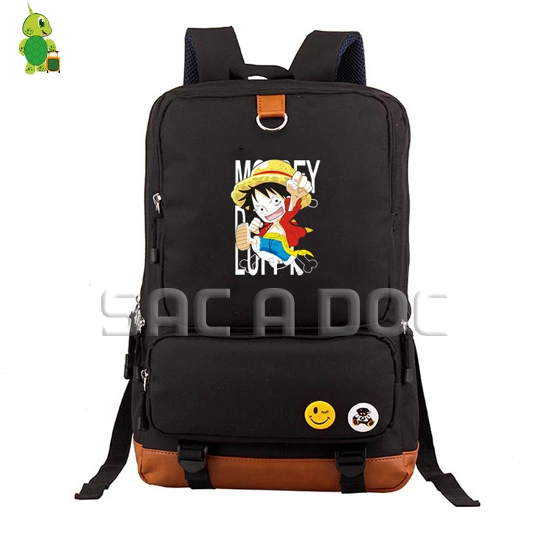 Аниме One Pice Luffy холщовая школьная сумка мы ходим в мир дорожные сумки для подростков Молодежные вместительные рюкзаки для ноутбука - Цвет: 3