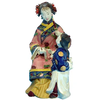 

Antique Porcelain Beautiful Mother and Child Art Sculptures Ceramic Dolls Figurines Female Statue Home Decor Collectible R2375