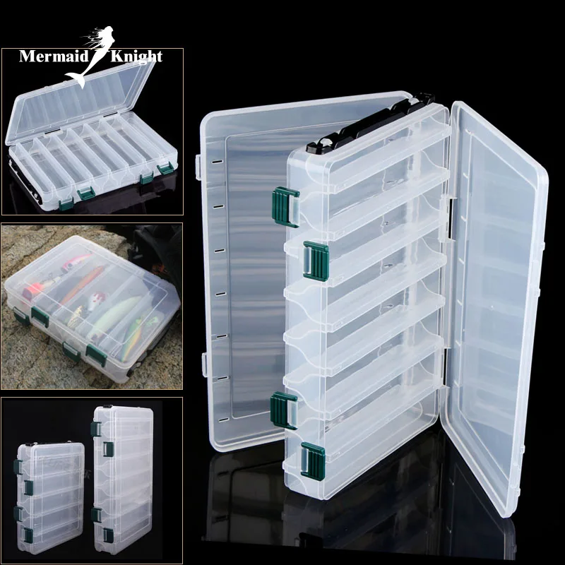 

MK Brand Fishing Lure Box Double Sided Spinner Bait Minnow Popper 14 Compartments Fishing Tackle Box