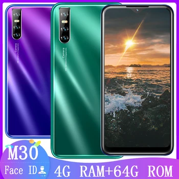 

M30 Global version 6.26inch smartphones 4G RAM Quad core 64G ROM 13MP face unlocked Android mobile phones water drop screen wifi