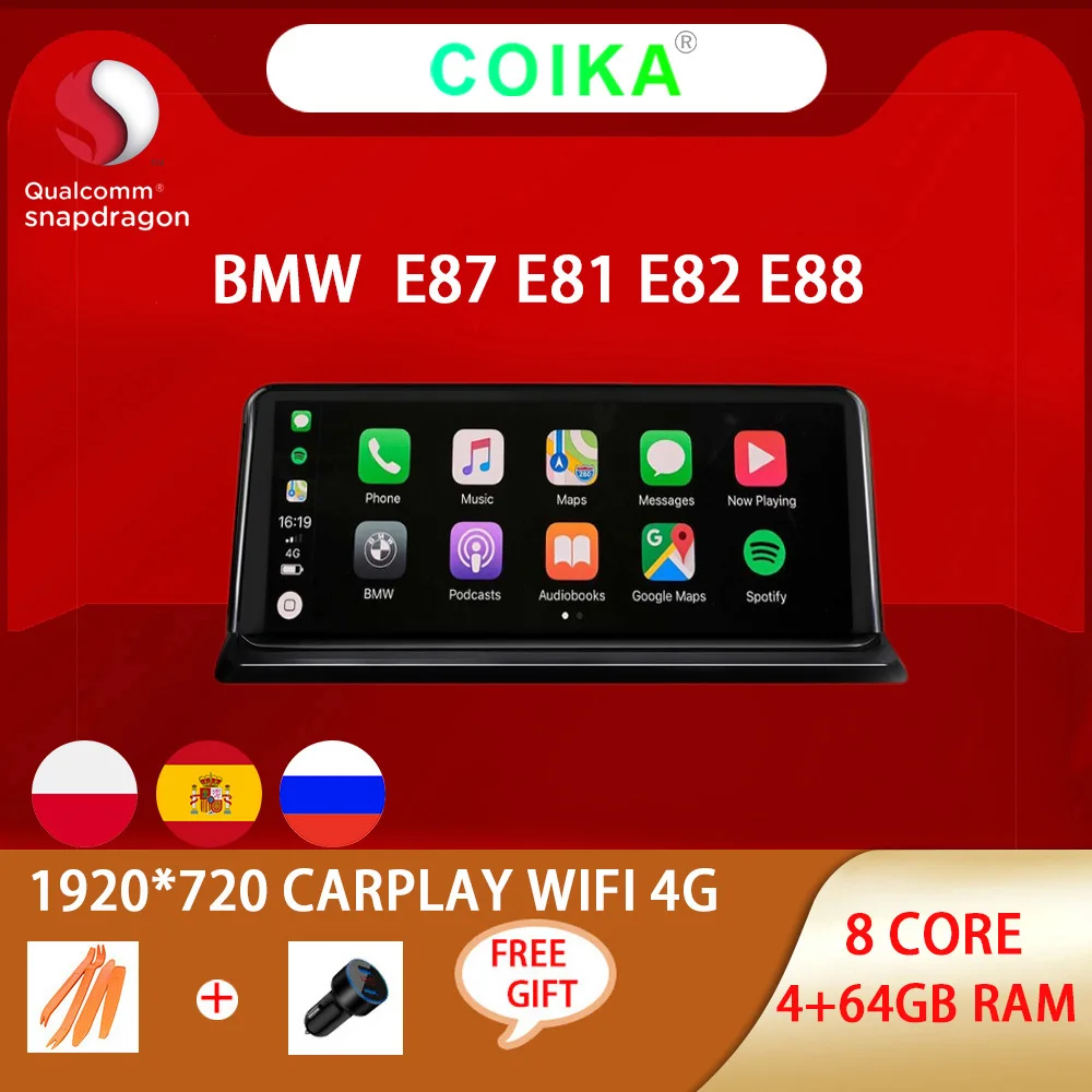 Автомобильный мультимедийный плеер COIKA 8 ядер 4 + 64 Гб ОЗУ для BMW E87 E88 E81 E82 2005 2012 GPS