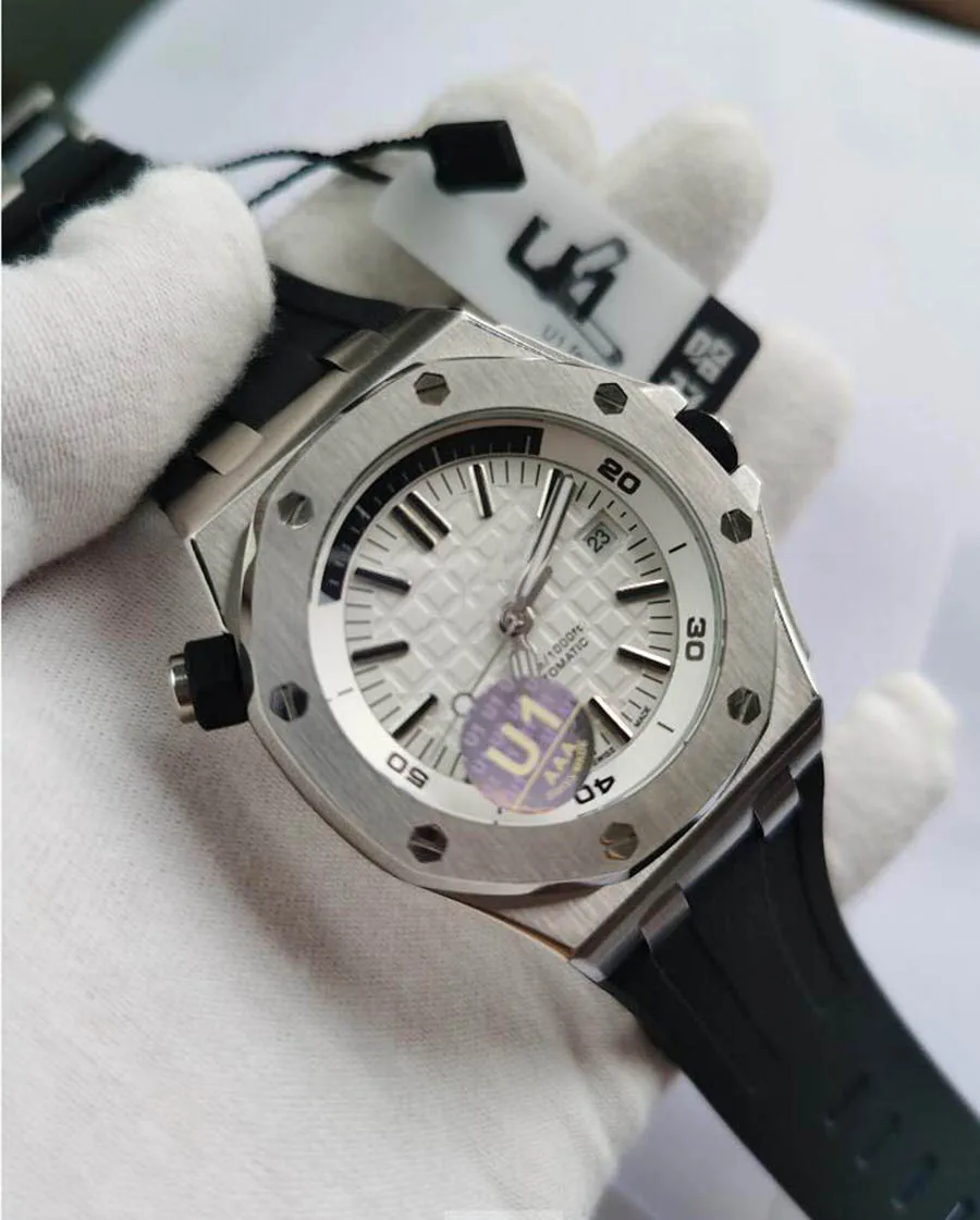U1 Factory Luxury Brand men watch black strap automatic self-wind Luminous HIgh quality royal-oaks watches AAA+ afbeelding