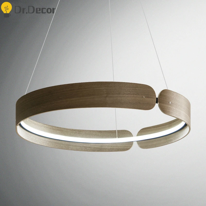 

Modern Round LED Pendant Lights Lighting Indoor Decor Bedroom Restaurant Dining Room Wooden Pendant Lamp Kitchen Hanging Lamps