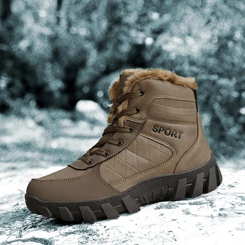 

Men Boots Lace Up Winter Shoes Men Waterproof Snow Boots Warm Plush Winter Hiking Sneakers Footwear Male Casual Trekking Boot