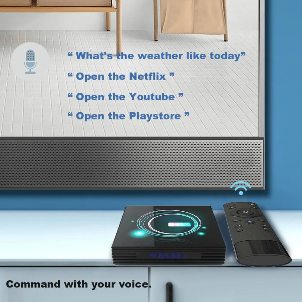 A95X Android ТВ контейнер под элемент питания 2G 16G ТВ Box Android 9,0 2,4G& 5G, Wi-Fi, Amogic S905X3 4 Гб Оперативная память 64 Гб Встроенная память 4K 75fps Netflix Google Смарт ТВ коробка