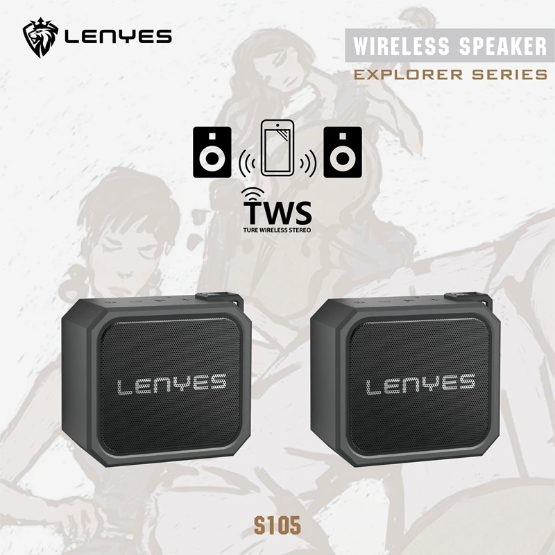 Lenyes 5 Вт наружный НЧ динамик TWS Bluetooth беспроводной динамик IPX7 портативный маленький музыкальный плеер коробка TF SD карта бас громкий динамик S105