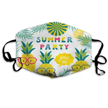 

Swono Mask Pineapple,Funny Summer Pineapples in Glasses Palm Leaves Colorful Pinwheels Polyester Anti Dust Face Mask-Washable