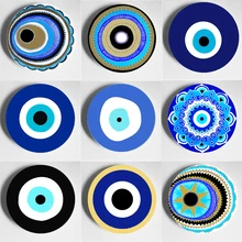 Niebieskie oko zła ozdobny talerz kreatywna ściana płyta styl europejski wyświetlacz artystyczny płyta główna restauracja Bar czyste ręcznie robione dekoracje tanie tanio CN (pochodzenie) Ceramiczne i emaliowane Europa
