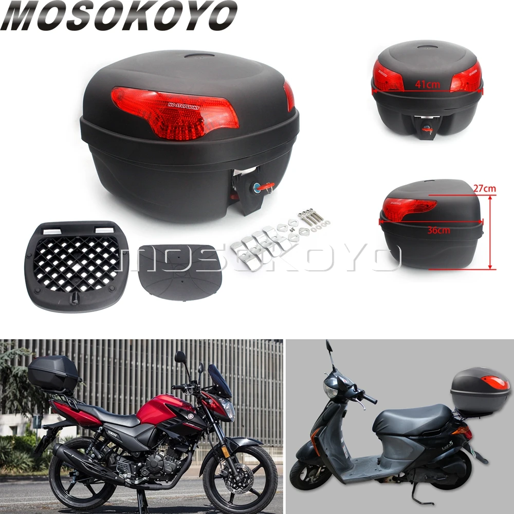 28L Motorcycle Travel Trunk Scooter Set-top Box Trunk Copper Core Lock Waterproof Belt Reflector And Thick Back Motorcycle Helmet Storage Luggage 