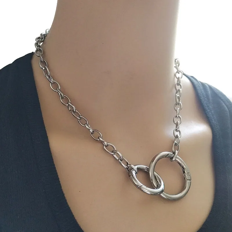 Двойной Круглый Круг Lasso цепь чокер подвеска в виде наручников Шарм ожерелье крутое эффектное ожерелье s