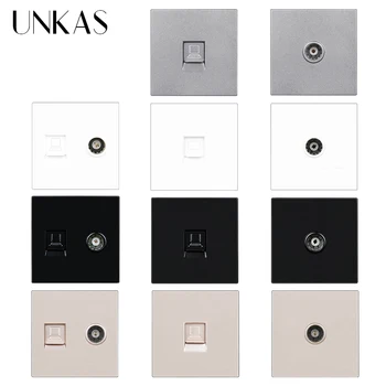 Unkase B8 DIY 모듈 매칭 TV 포트 RJ45 인터넷 컴퓨터 잭, 벽 전원 소켓 무료 조합 콘센트