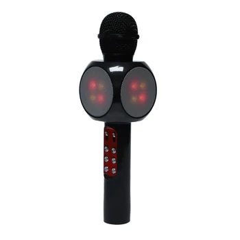 

Wireless Bluetooth Ktv Speaker Mini Home Mic Microphone Fashion Flash Led Light Handheld Microphone For Mobile Phone Music Playe