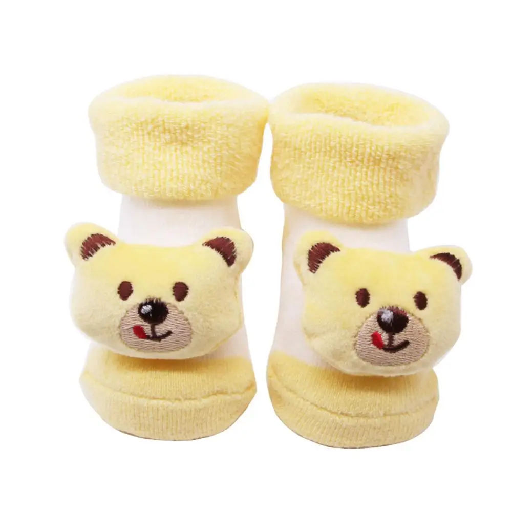 Детские носки для новорожденных мальчиков и девочек хлопковые детские носки с колокольчиками с рисунками животных зимние детские носки - Цвет: Yellow