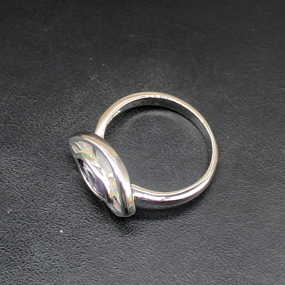Gemstonefactory Jewelry Big Promotion Single Unique 925 Silver White Opal Amethyst Fancy Women Gifts Band Rings 7# 20214444