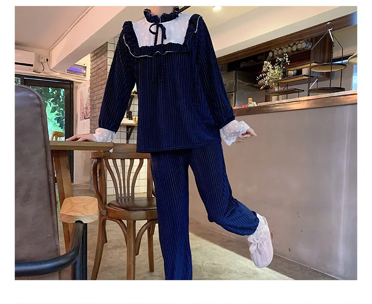 Silka Surplus Теплый Женский пижамный комплект осень и зима с длинными рукавами пижамный комплект домашняя пижама золотой бархат одежда для сна