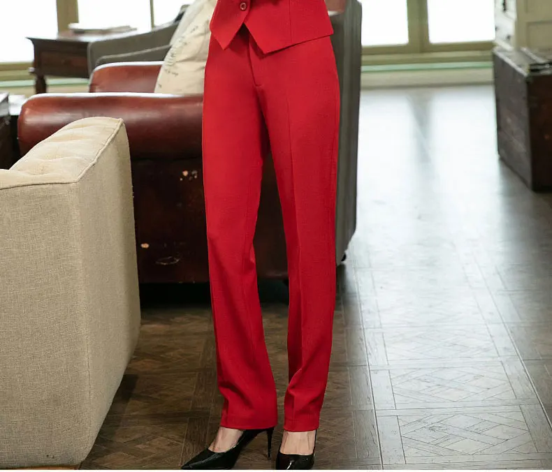 IZICFLY стиль осень весна корейский стиль OL Формальные женские брюки рабочая одежда офисные женские Стильные Брюки Большие размеры 4XL черные - Цвет: red