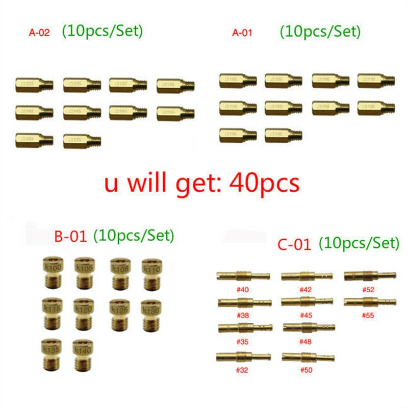

Carburetor 30Pc Main Jets+ 10Pc Slow Jets/Pilot Jet Kit for PWK Keihin OKO Carbs