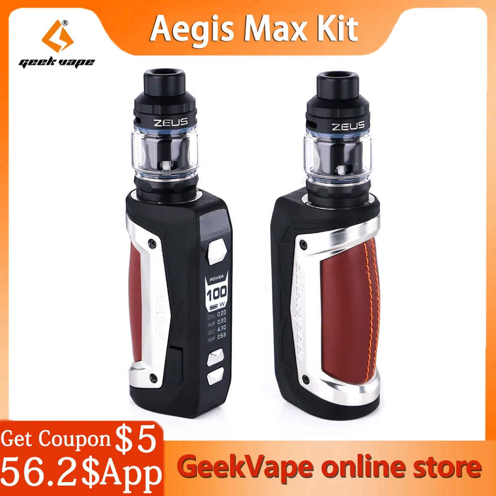 Geekvape Aegis Max Kit 100W Box MOD Powered By 21700/18650 Battery AS 2.0 Chipset with Zeus Sub ohm Tank  Mesh Z1 Vaporizer