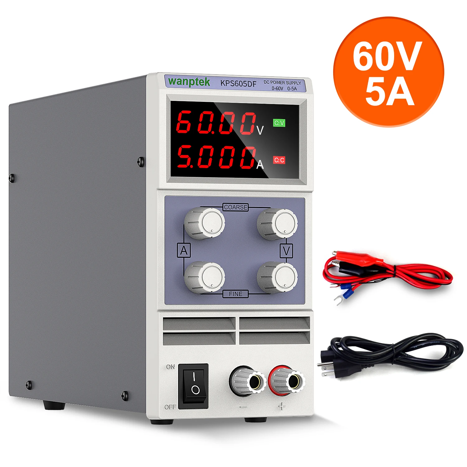 60V 5A DC Power Supply Adjustable Line Variable Digital Test Lab Grade Cable 