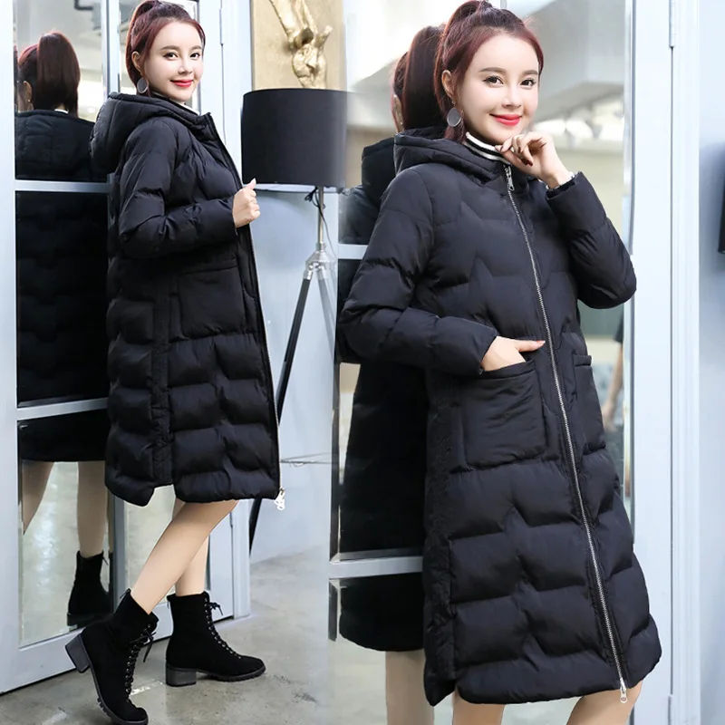 

Cotton-padded Clothes Women's 2018 Winter New Style Korean-style Loose-Fit Explicit Thin Long over-the-Knee down Jacket Cotton-p