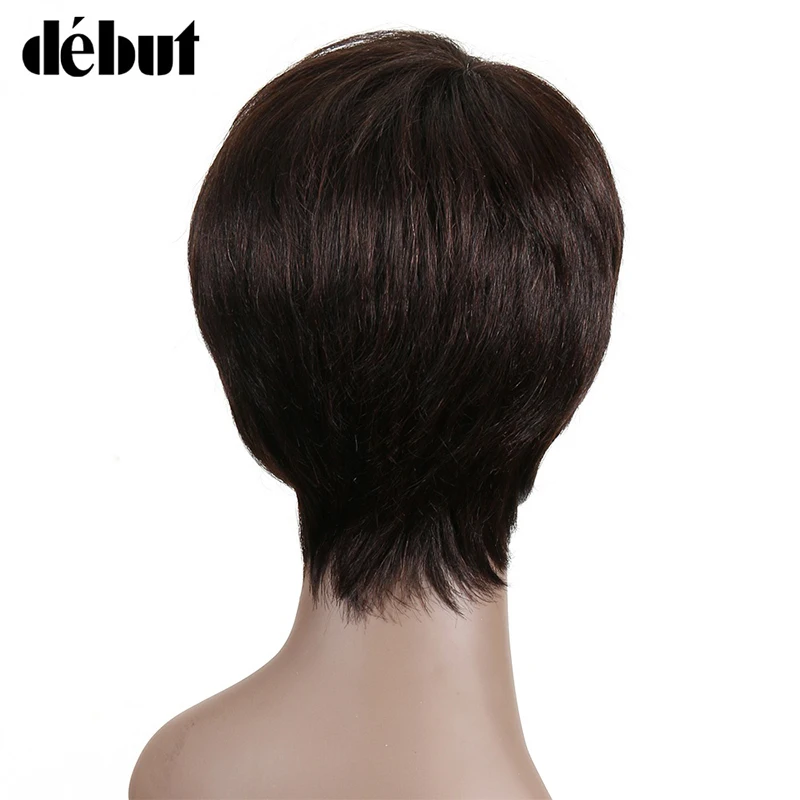 Дебютные натуральные черные человеческие волосы парики для черных женщин Remy Бразильские короткие волосы парики Pixie Cut короткие парики для женщин Подарки