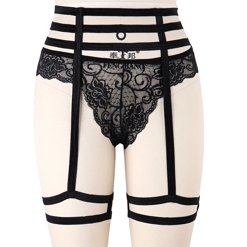 Черный готический организм Harneess с завышенной талией на поясе бондаж ног жгут сексуальные подвязки панк Рейв, туфли для танцев на шесте тела нижнее белье