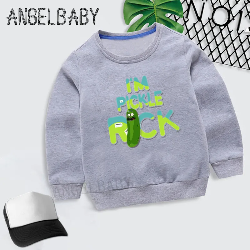 Boys Girls Sweatshirt Kids I'm Pickle Rick Print Cartoon Hoodies Children Autumn Tops Baby Cotton Clothes,KYT5056