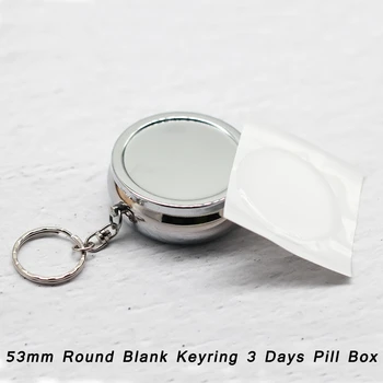 

5pcs Medicine Candy Pill Box Keychain Case Storage Pill Container Metal Pocket Portable Organizer Fit 42mm Epoxy Sticker
