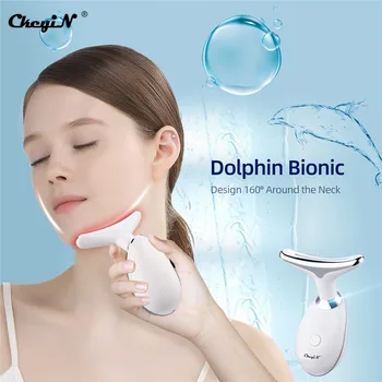 

CkeyiN Led Facial Neck Massager Led Photon Therapy Heating Face Neck Wrinkle Removal Machine Reduce Double Chin Skin Lifting