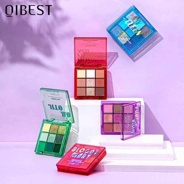 QIBEST Eye Shadow Colorful Makeup Palette 9 Colors Shiny Pigmented Matte Eyeshadow Palette Glitter Powder Eyes