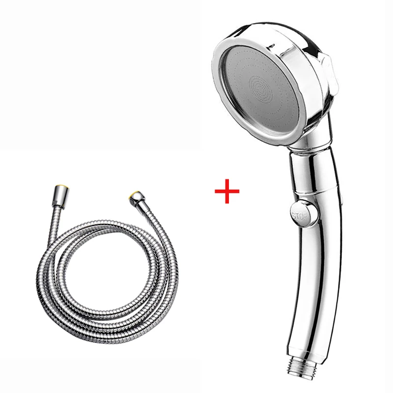 Silver Shower Set Насадка для душа высокого давления с воздушным впрыском, регулируемая насадка для душа, аксессуары - Цвет: Silver Shower Set