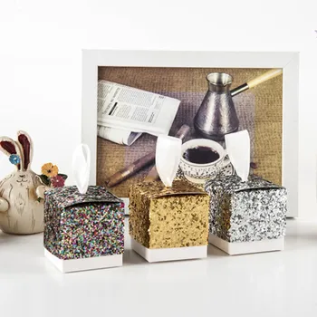 

50pcs Creative Glitter Gifts Candy Box Silver Gold Glitter Favor Box Wedding Birthday Party Sweet Boxes