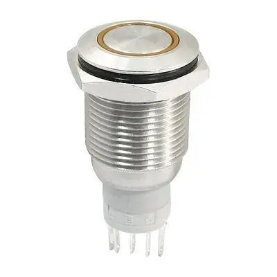 

12V Orange Illuminated LED 16mm Stainless Momentary Button Switch SPDT