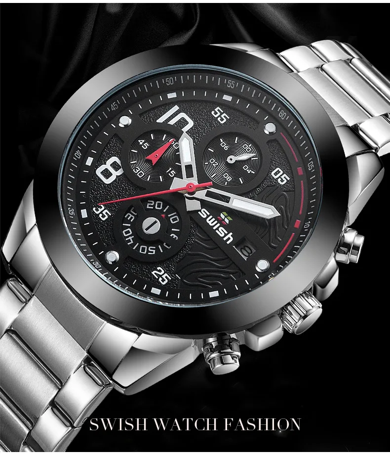 SWISH Топ бренд мужские спортивные часы мужские s часы из нержавеющей стали Кварцевые часы Relogio Masculino