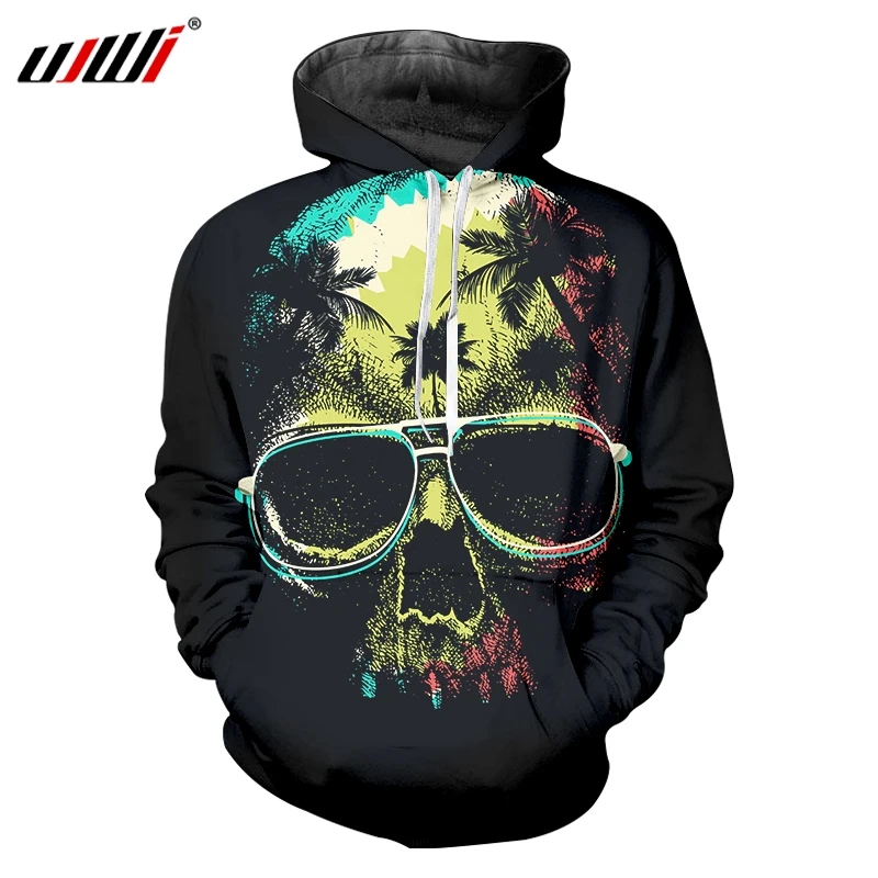 UJWI Sudadera Harajuku para hombre, con capucha, 3D, negras, Calavera, suéter favorito, proveedores, sudadera informal, superventas| Sudaderas y sudaderas| - AliExpress