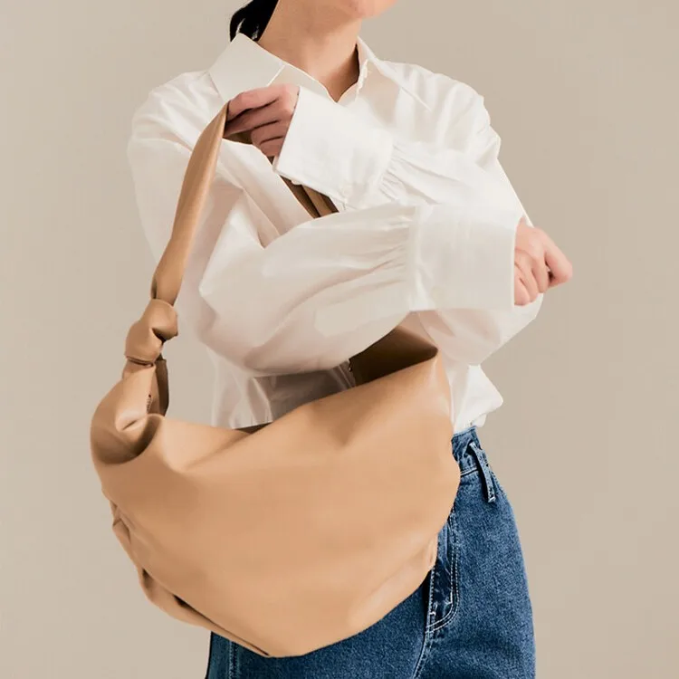 

Knot Ring Pleated Women Bags Cloud Women Shoulder Bag Designer Pu Leather Hobos Handbag Female Crossbody Bag Large Capacity Tote