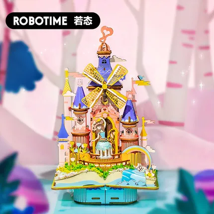 Деревянная музыкальная шкатулка Robotime для творчества волшебный замок волшебная