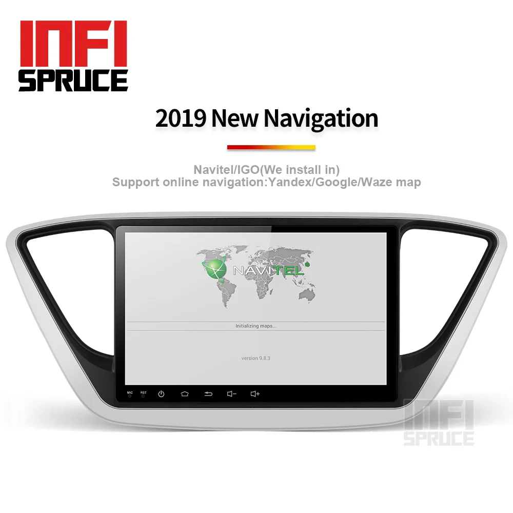 Top infispruce Car DVD GPS For Hyundai Verna Solaris 2017 Quad Core 9" Android 9.0  Car pc Head unit 1024*600 Car Radio Navigation 2