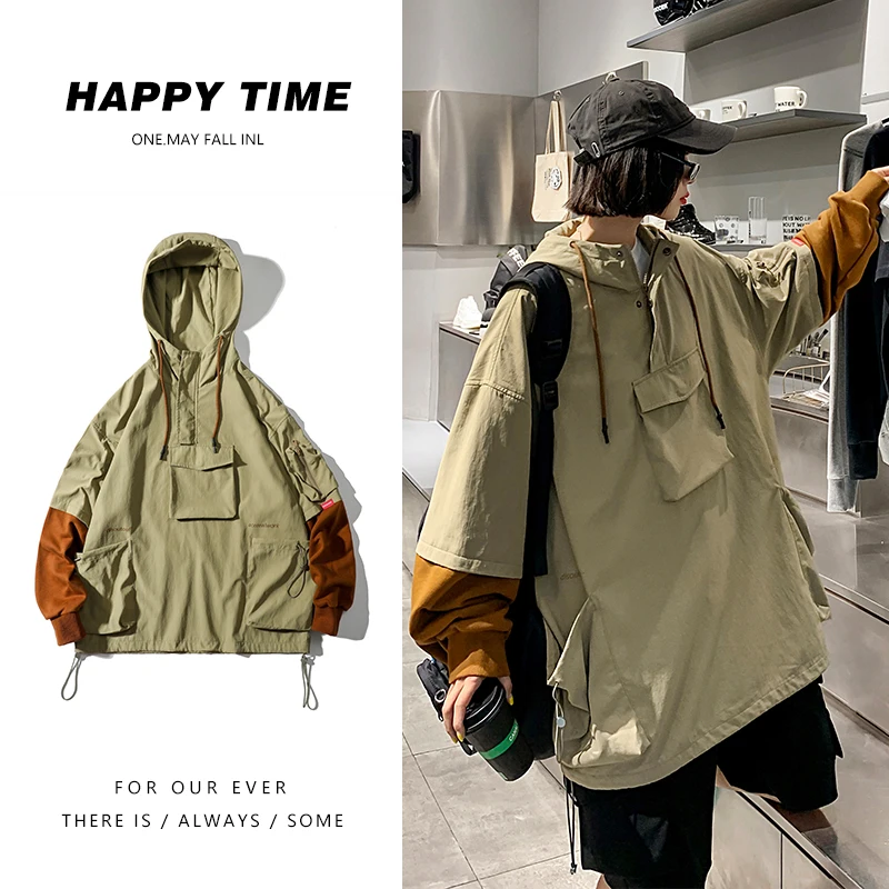 

Original Design False Two Pullover Jackets and Oversized Streetwear with Pocket for Womens Autumn Clothing Harajuku Hooded Coats