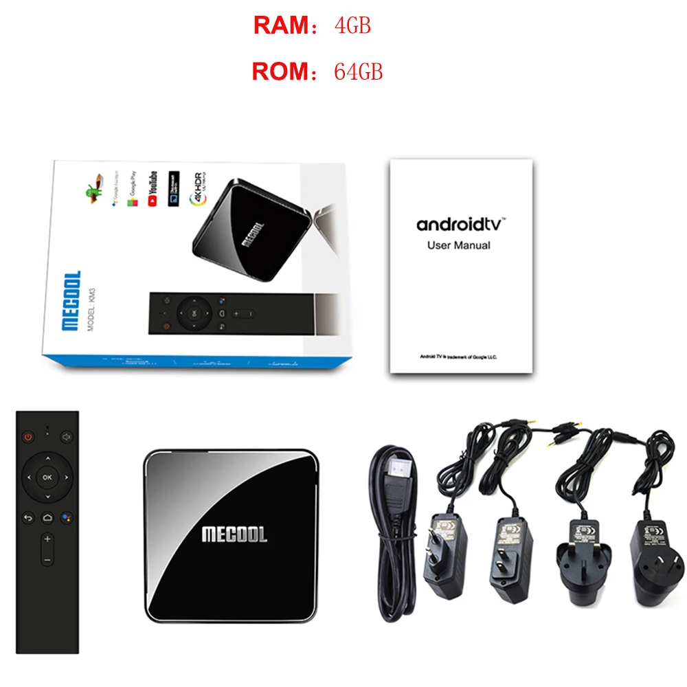 4G 64G MECOOL KM3 Android 9,0 ТВ приставка 4G DDR4 64G rom Голосовое управление Смарт ТВ приставка Amlogic S905X2 2,4G 5G WiFi Bluetooth 4,1 медиаплеер - Цвет: 4G 64G
