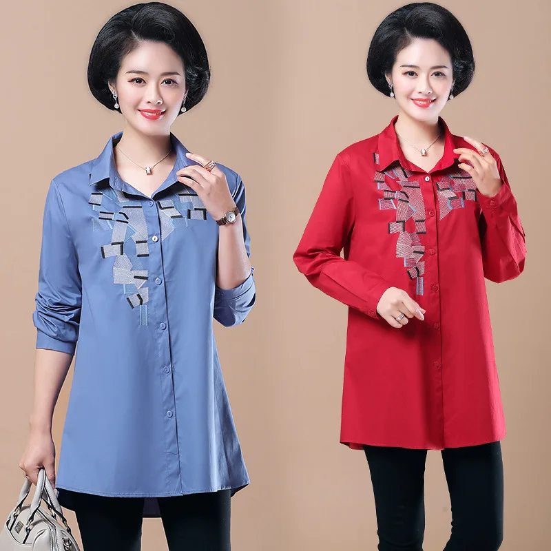 

Mom Spring Clothing Shirt 2020 New Style 40-Year-Old 50 Shirt Middle-aged WOMEN'S Apparels Spring Long-sleeved T-shirt