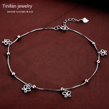 

S925 Sterling Silver Anklet Simple Butterfly Hipster Mori Girl's Fashion Foot Jewelry Hot Sale