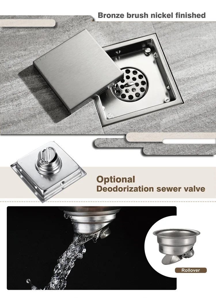 Stainless Steel Recessed Floor Drain Deodorizing Anti-Back Water Traffic Bathroom Floor Drain Manufacturers Direct Selling HIDL1