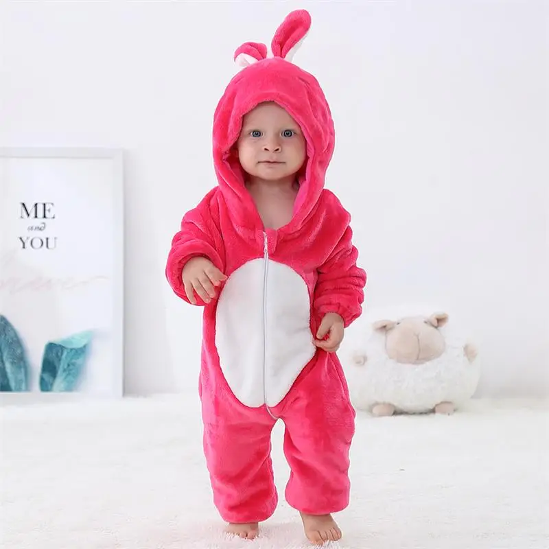 Red Rabbit MICHLEY; Детский комбинезон унисекс с капюшоном и героями мультфильмов; мягкая фланелевая детская пижама с длинными рукавами; милые детские костюмы для костюмированной вечеринки; повседневная одежда - Цвет: Red Rabbit
