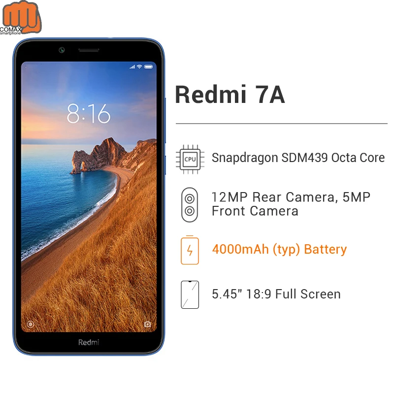 

smartphone Global Version Xiaomi Redmi 7A 2GB +32GB 7A Cellphone Snapdargon 439 Octa core 4000mAh 12MP Camera 5.45" Full Screen