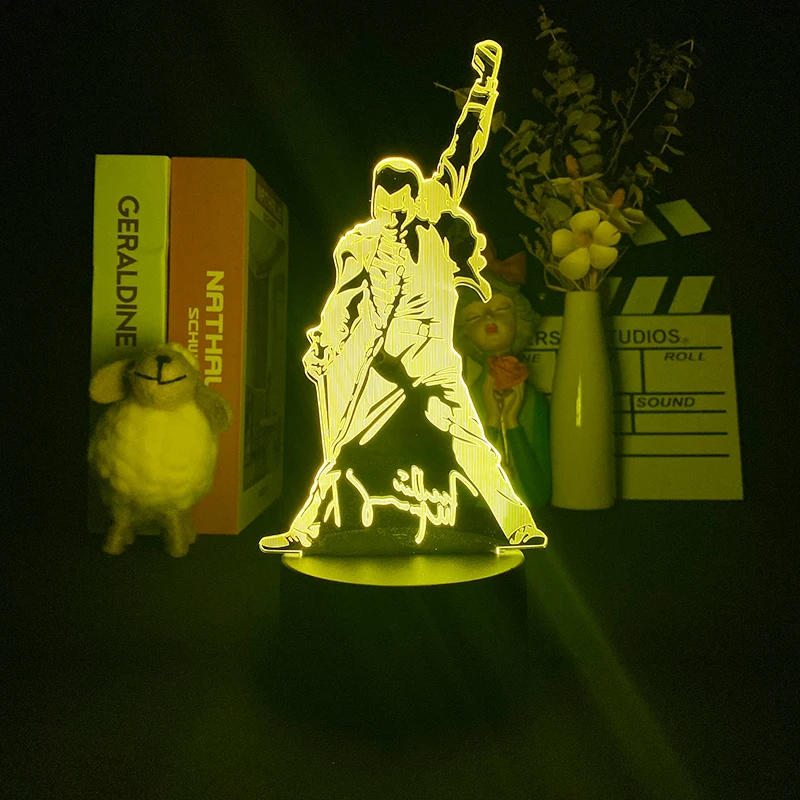 

3d Lamp Queen Freddie Mercury Figure Led Night Light Touch Sensor Baby Kids Nightlight for Office Room Decorative Lamp 3d Gift