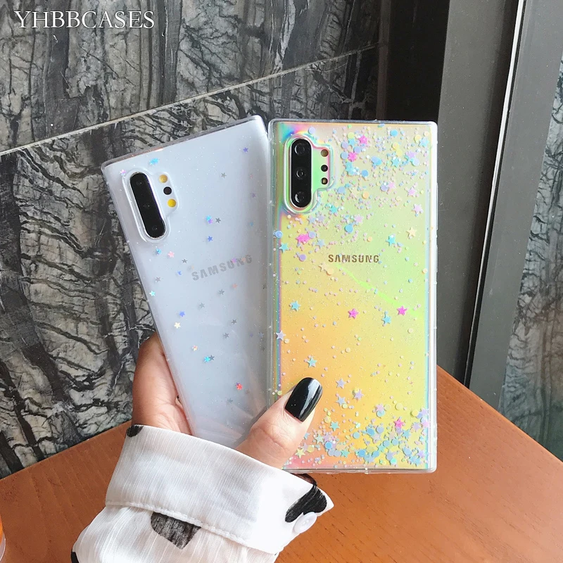 Разноцветные чехлы YHBBCASES с лазерными звездами и блестками для Samsung Galaxy S11 Plus S10 S8 S9