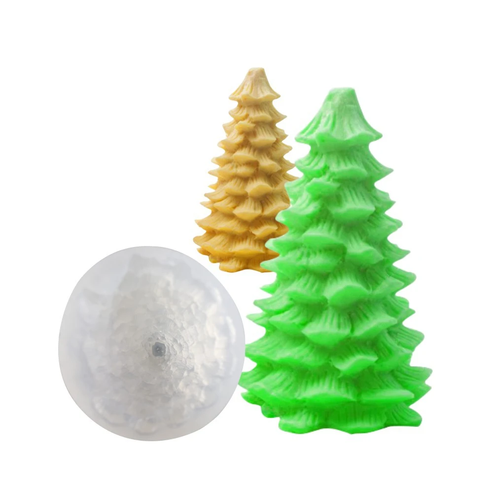 3d Christmas Tree Candle Cake Mould Holly Jolly Fondant Sugarcraft Cupcake Soap Clay Silicone Mold Xmas Theme Gift Decoration Clay Extruders Aliexpress