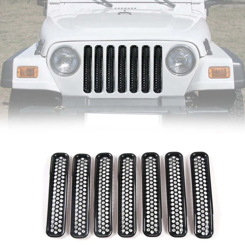 Honeycomb Mesh Front Grill Inserts Kit for 1997-2006 Jeep Wrangler TJ & Unlimited - (7PCS) | Автомобили и мотоциклы